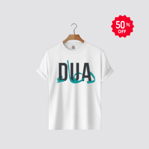 "DUA" Calligraphy Print White Cotton T-Shirt for Men